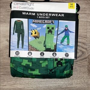 Minecraft Green Warm Underwear Matching Set